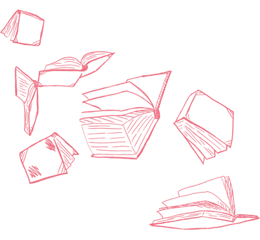 Motif décoratif livres - Wendy Baqué, chroniqueuse littéraire.