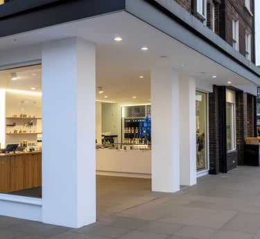 a premium storefront with a large glass pane