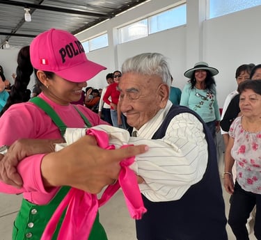 a group of people standing around a picture frame