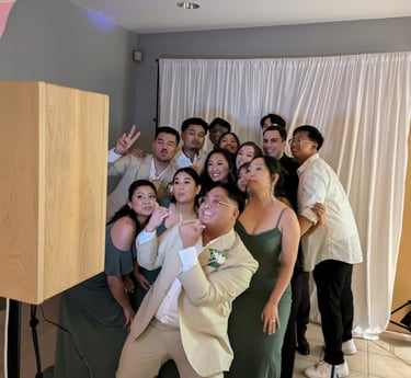 a group of people posing for a photo