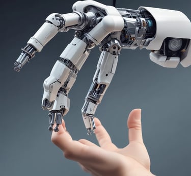 A vintage-style robot with a humanoid form, featuring round eyes and detailed mechanical arms, is positioned in a technology-filled environment. The setting has an old-fashioned industrial vibe, with a mixture of mechanical equipment and stacks of components seen behind the robot. There is a notable use of ambient turquoise and brown lighting that highlights the metallic textures and creates a retro atmosphere.
