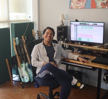 New Jersey Music Producer and Audio Engineer Dylan Schroth in his Home Studio