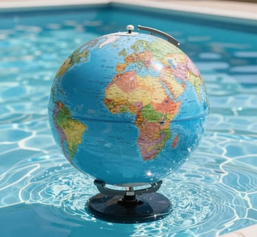 A skilled team working together on a modern swimming pool design blueprint.