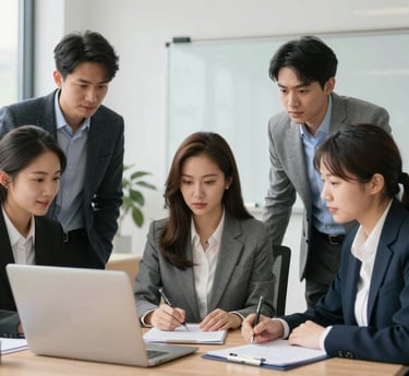 A vibrant illustration showing diverse professionals collaborating remotely through digital platforms, symbolizing flexible fractional work.