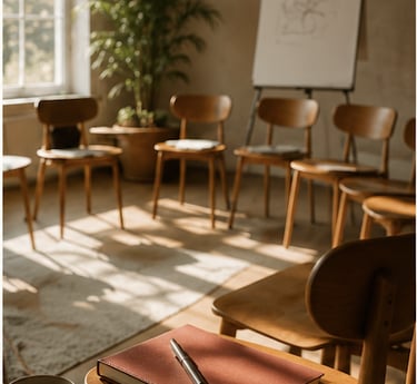 Chaises en cercle en vue d'une intervention en entreprise