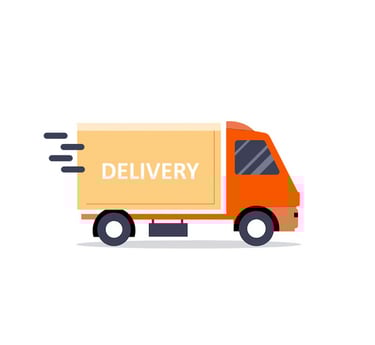 Fast shipping illustration of an orange delivery truck for commercial logistics and transport services.