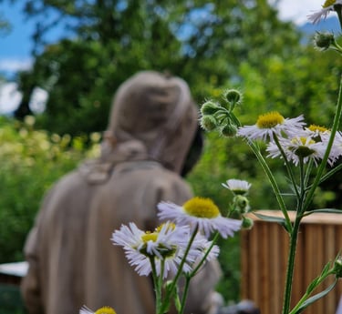 apiculteur travaille sur sa ruche. parrainage de ruches