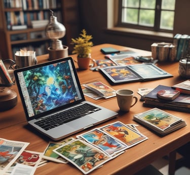 A cozy workspace with a laptop and a steaming cup of coffee.