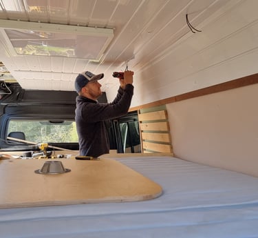 Building a campervan, fitting the LED lights