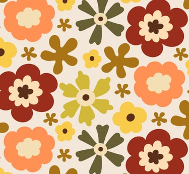Hero pattern green maroon full bloom flowers