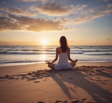 A person lies down with eyes closed, while another person places hands gently on their forehead. The background is softly lit with a warm, orange glow, creating a calming atmosphere.