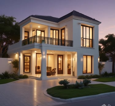 A welcoming family standing in front of their new home in a vibrant Indore neighborhood.