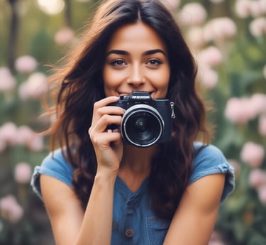 A cozy, well-lit content studio with a creator recording in front of a camera and equipment visible in the background.