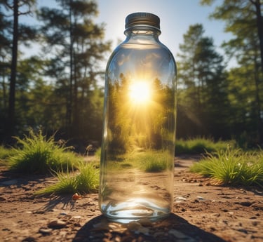 A vibrant factory floor with machines processing recycled plastic pellets under bright lights.