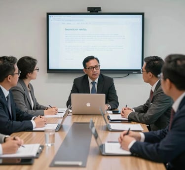 Business professionals in a meeting discussion