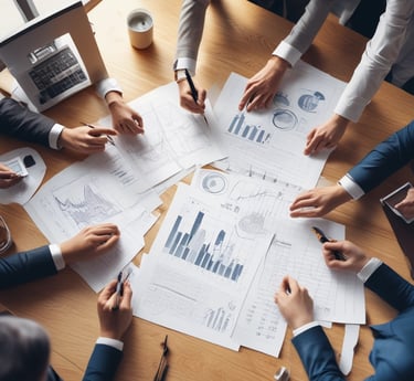 A business meeting where people discuss financing options.