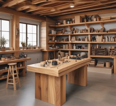 una mesa de madera con tablero de madera