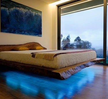 bespoke live edge floating bed