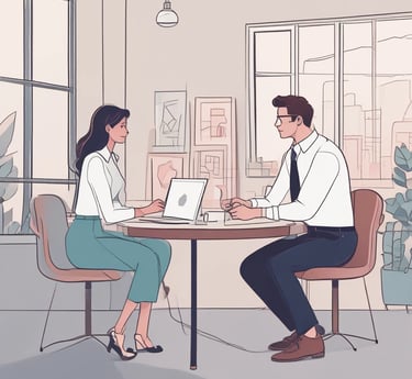 A warm handshake between a client and a consultant in a cozy office setting.