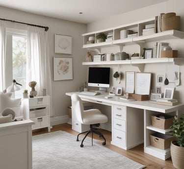 A serene, organized family command center with neutral tones and natural light.