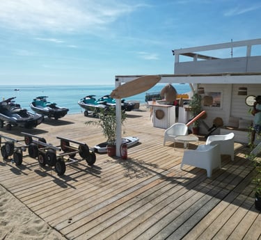 base nautique sur la plage de Pampelonne