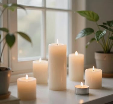 A serene sunlit room with soft cushions and plants, inviting relaxation and calm.
