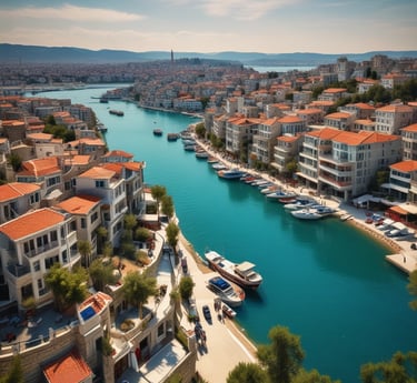 A friendly real estate advisor discussing property options with an international couple in a bright office.