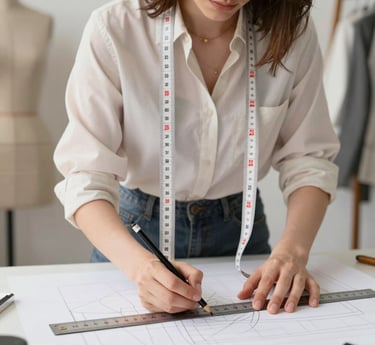 a woman in a white shirt and black pants holding a piece of paper