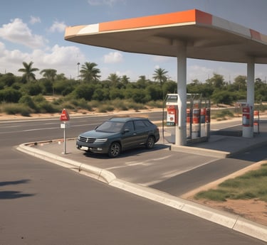 A peaceful landscape showing rolling hills under a bright blue sky with scattered clouds.
