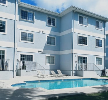 Pool and back yard at Lakeside Cayman Condo