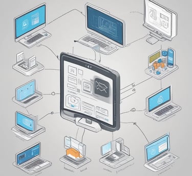 A vibrant team collaborating over laptops and coffee, brainstorming marketing ideas in a cozy office space.