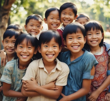 A warm group photo of diverse team members from World Campus collaborating in a bright, welcoming office space.