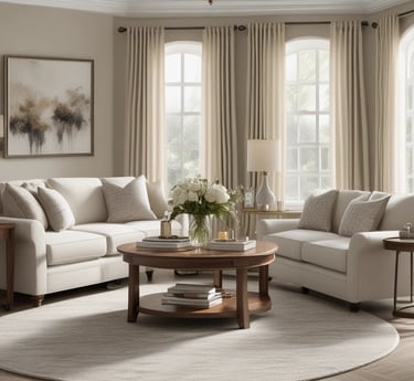 A serene residential neighborhood with modern homes surrounded by greenery under a clear sky.