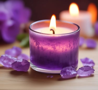 A calm, confident psychic consulting astrology charts in a softly lit room.