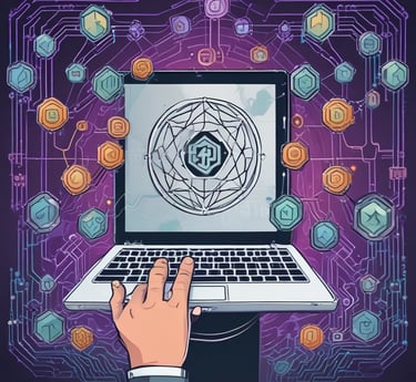 A digital artist confidently holding a glowing NFT certificate symbolizing ownership and protection.