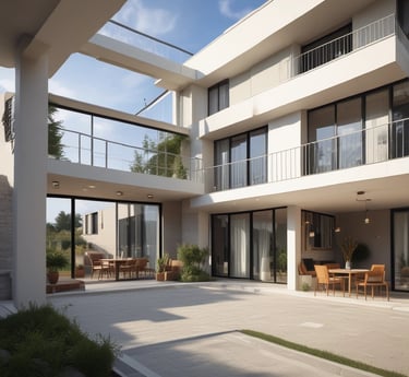 Modern construction site with workers collaborating on a new home in Germany.