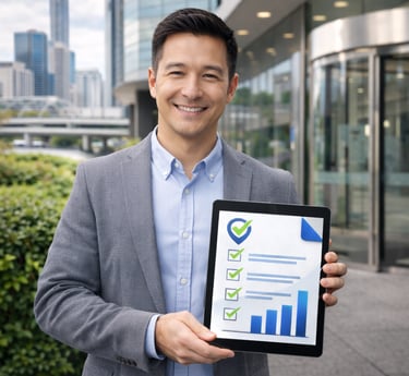 A confident professional ready to assist you