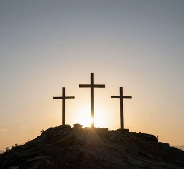 Front view of Salley Baptist Church with sunlight filtering through the trees on a peaceful morning.