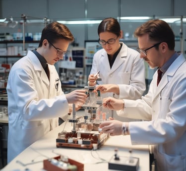 A Meditrans Global courier carefully handling a temperature-controlled medical sample package at an airport cargo terminal.