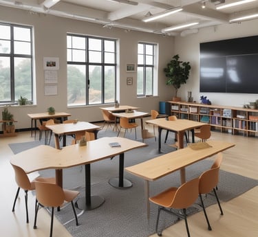 A sleek, modern workspace bathed in golden light with subtle black accents, featuring a person meditating beside advanced tech devices.