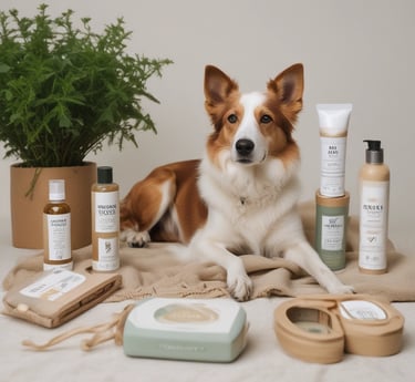 A cozy, sunlit dog boarding room with soft bedding and natural wooden accents, reflecting a calm home-style environment.