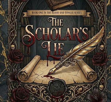 The Scholar's Lie by Lark Masters — Book 1 of the Blood & Tongue romantasy series, releasing June 5,