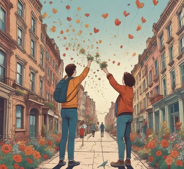 Two real estate agents warmly discussing property options in a cozy office setting.