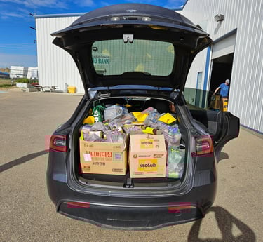 Full car of donated food for the Fort Saskatchewan Nourishment Centre