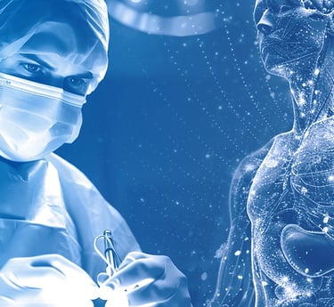 Focused surgeon performing minimally invasive procedure