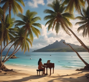 A person is playing or reading sheet music from a music stand with a religious statue of Jesus on the cross in the background, inside a dimly lit church.
