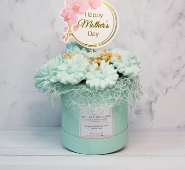 Handmade green candle bouquet in Adelaide