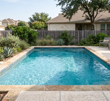 Clear worry-free backyard pool at a home in Round Rock