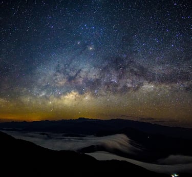Picture of the Milky way and the sierra nevada
