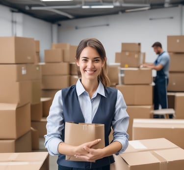 Two yellow moving trucks are parked on a dirt road next to a building. The trucks are labeled with 'Agarwal Packers & Movers,' indicating they are used for transporting goods. The background includes a simple building with minimal decoration and some greenery.